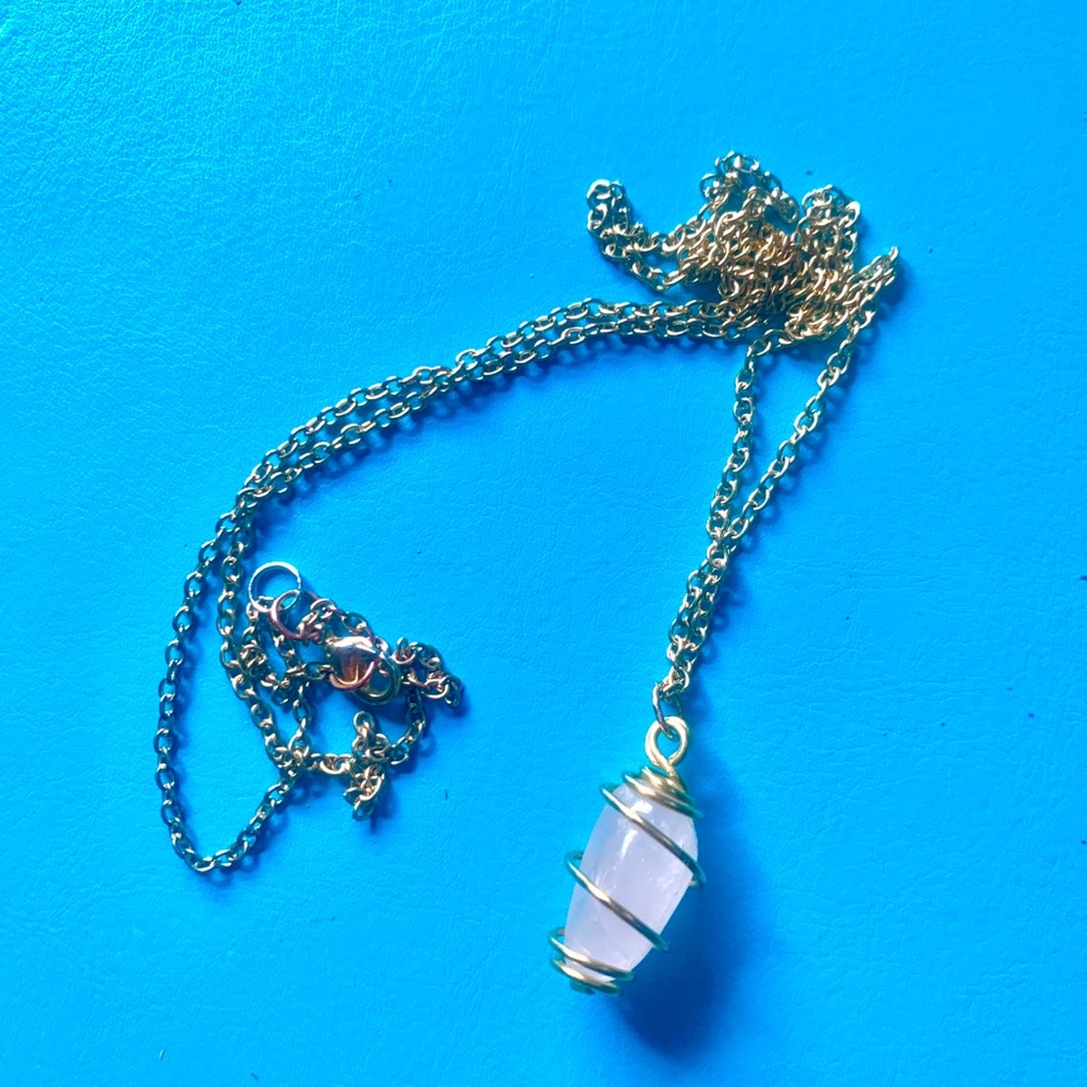 Rose Quartz Wire Wrapped Crystal Necklace